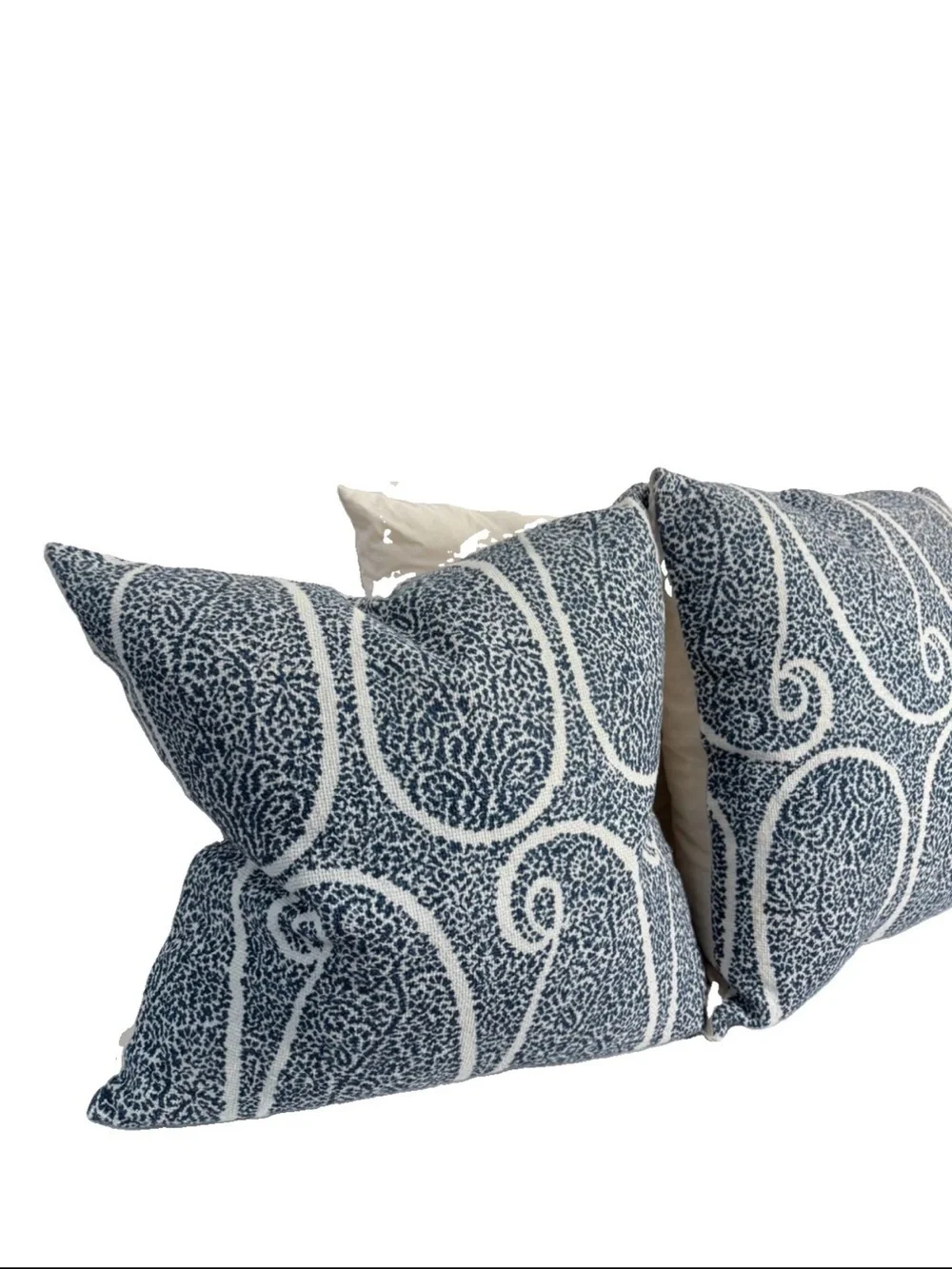 Pottery Barn Pillow 20x20 Blue Floral Cotton Linen Feather Blend Boho Set Lot 5